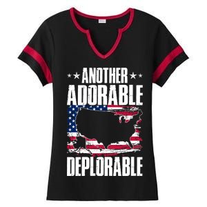 Another Adorable Deplorable Pro Trump Ladies Halftime Notch Neck Tee