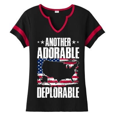 Another Adorable Deplorable Pro Trump Ladies Halftime Notch Neck Tee