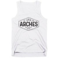 Arches National Park Utah Hiking Women Hexagon Badge Tank Top