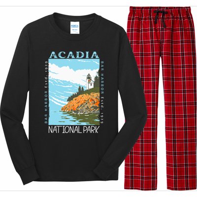 Acadia National Park Bar Harbor Maine Vintage Long Sleeve Pajama Set