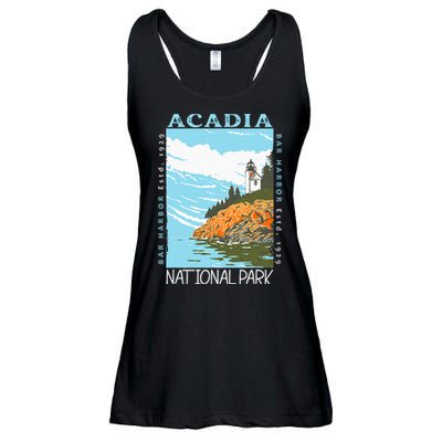 Acadia National Park Bar Harbor Maine Vintage Ladies Essential Flowy Tank
