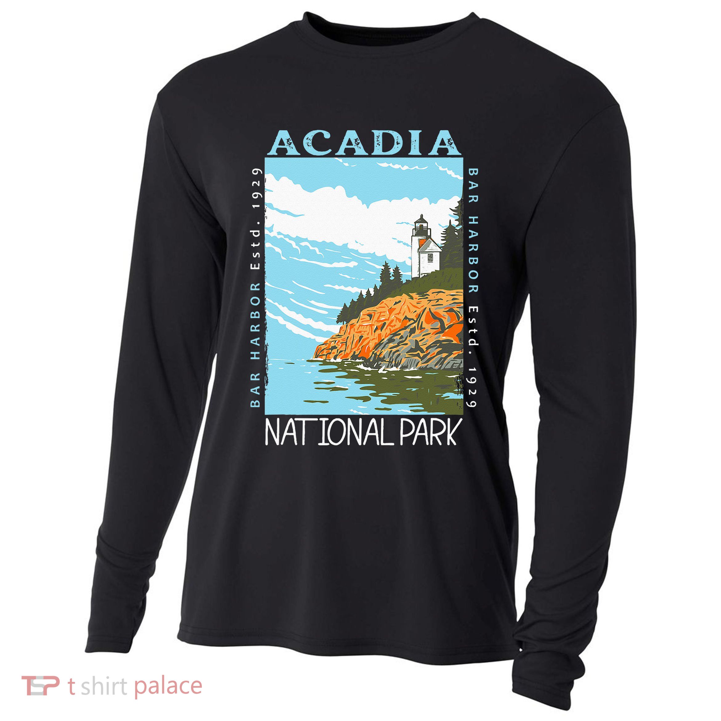 Acadia National Park Bar Harbor Maine Vintage Cooling Performance Long Sleeve Crew