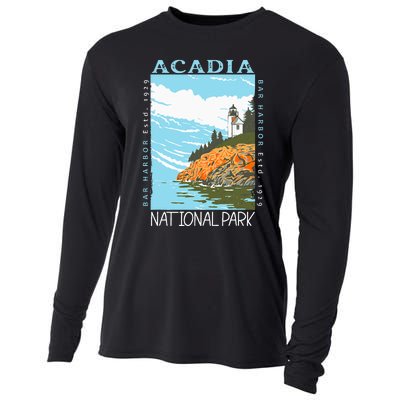 Acadia National Park Bar Harbor Maine Vintage Cooling Performance Long Sleeve Crew