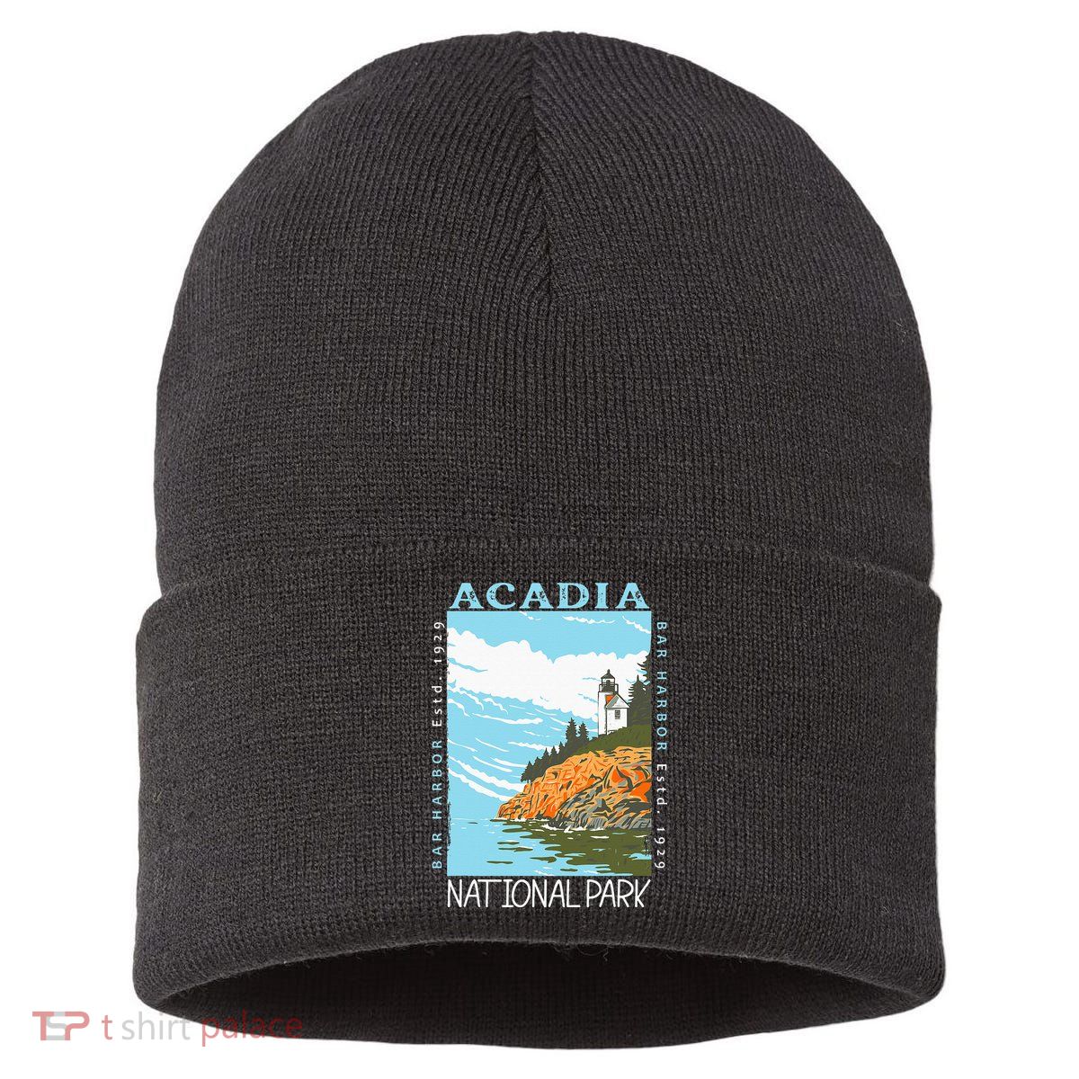 Acadia National Park Bar Harbor Maine Vintage Sustainable Knit Beanie