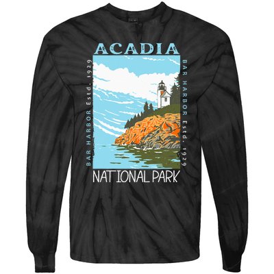 Acadia National Park Bar Harbor Maine Vintage Tie-Dye Long Sleeve Shirt