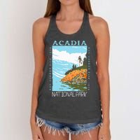 Acadia National Park Bar Harbor Maine Vintage Women's Knotted Racerback Tank