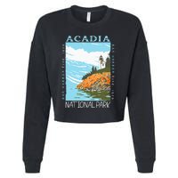 Acadia National Park Bar Harbor Maine Vintage Cropped Pullover Crew