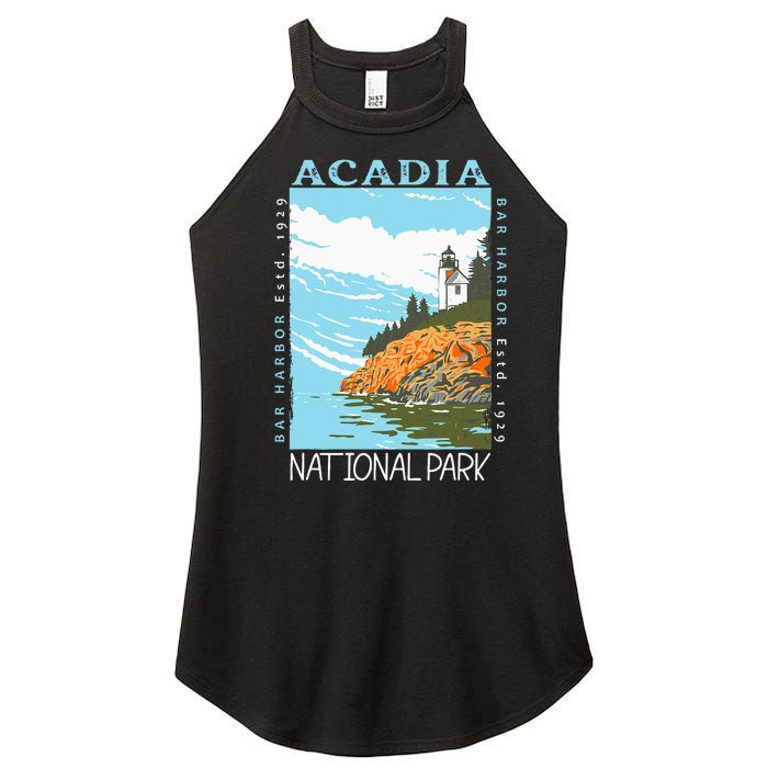 Acadia National Park Bar Harbor Maine Vintage Women's Perfect Tri Rocker Tank