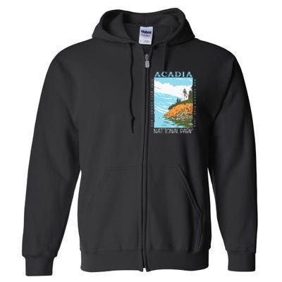 Acadia National Park Bar Harbor Maine Vintage Full Zip Hoodie