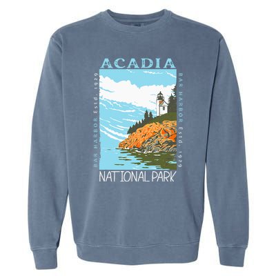 Acadia National Park Bar Harbor Maine Vintage Garment-Dyed Sweatshirt