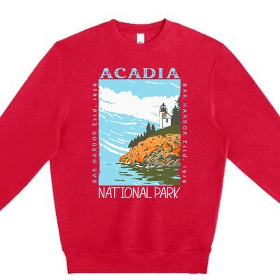 Acadia National Park Bar Harbor Maine Vintage Premium Crewneck Sweatshirt