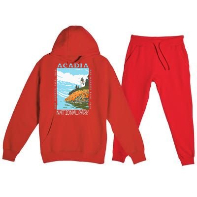 Acadia National Park Bar Harbor Maine Vintage Premium Hooded Sweatsuit Set