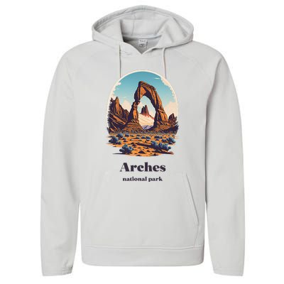 Arches National Park Utah Cool Vintage Style Performance Fleece Hoodie