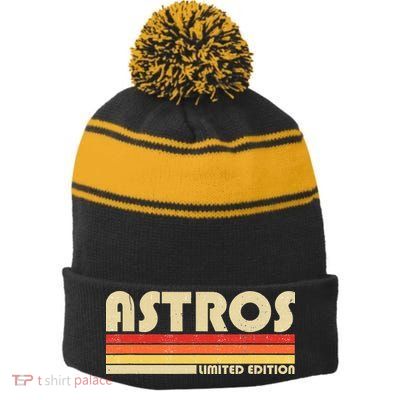Astros Name Personalized Vintage Retro Gift Stripe Pom Pom Beanie