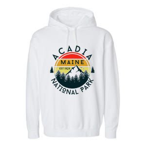 Acadia National Park Maine Mountains Nature Hiking Retro Garment-Dyed Fleece Hoodie