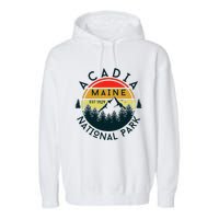 Acadia National Park Maine Mountains Nature Hiking Retro Garment-Dyed Fleece Hoodie