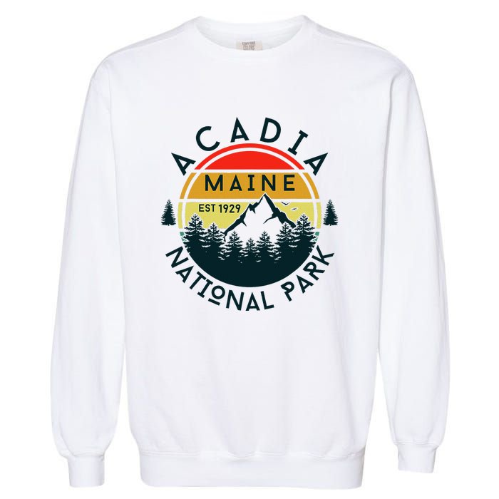 Acadia National Park Maine Mountains Nature Hiking Retro Garment-Dyed Sweatshirt