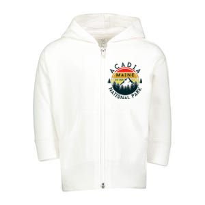 Acadia National Park Maine Mountains Nature Hiking Retro Toddler Zip Fleece Hoodie