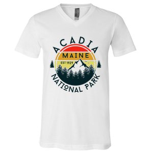 Acadia National Park Maine Mountains Nature Hiking Retro V-Neck T-Shirt