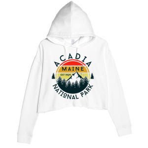 Acadia National Park Maine Mountains Nature Hiking Retro Crop Fleece Hoodie