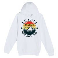 Acadia National Park Maine Mountains Nature Hiking Retro Premium Pullover Hoodie