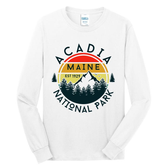 Acadia National Park Maine Mountains Nature Hiking Retro Tall Long Sleeve T-Shirt