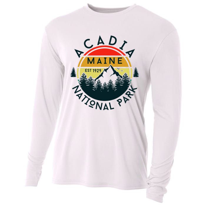 Acadia National Park Maine Mountains Nature Hiking Retro Cooling Performance Long Sleeve Crew