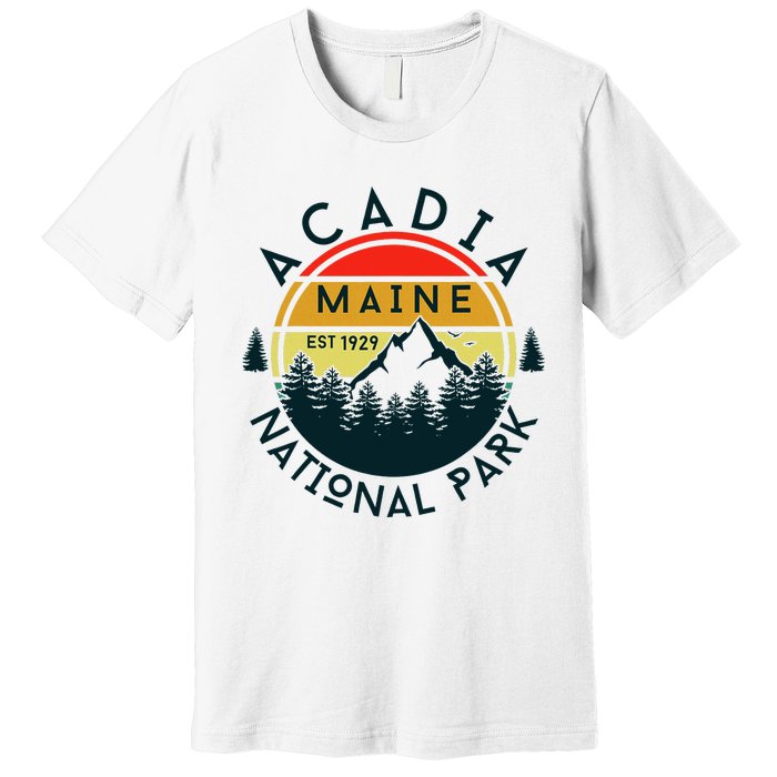 Acadia National Park Maine Mountains Nature Hiking Retro Premium T-Shirt