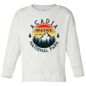 Acadia National Park Maine Mountains Nature Hiking Retro Toddler Long Sleeve Shirt