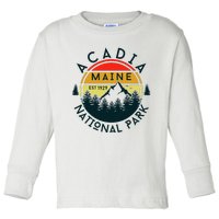 Acadia National Park Maine Mountains Nature Hiking Retro Toddler Long Sleeve Shirt