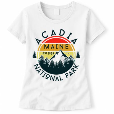 Acadia National Park Maine Mountains Nature Hiking Retro Womens T-Shirt
