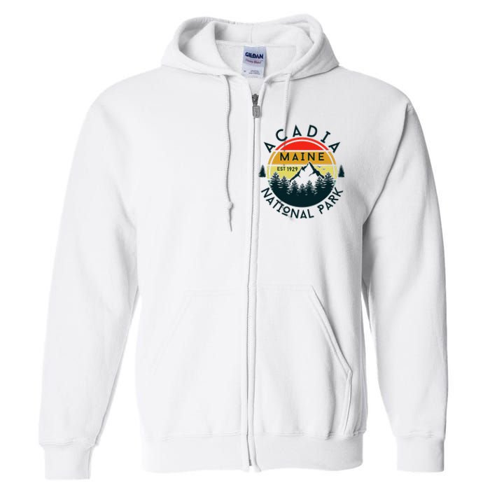 Acadia National Park Maine Mountains Nature Hiking Retro Full Zip Hoodie