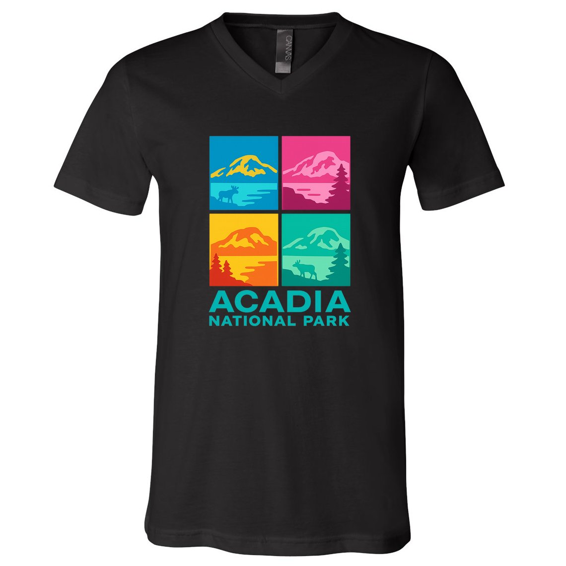 Acadia National Park Warhol Style V-Neck T-Shirt