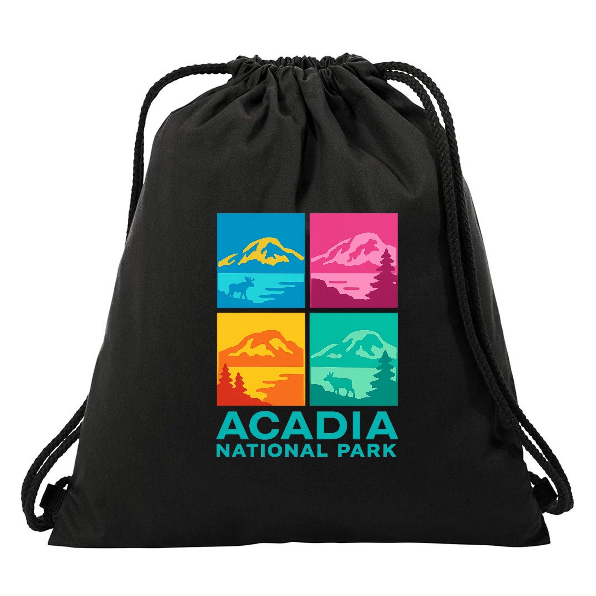 Acadia National Park Warhol Style Drawstring Bag