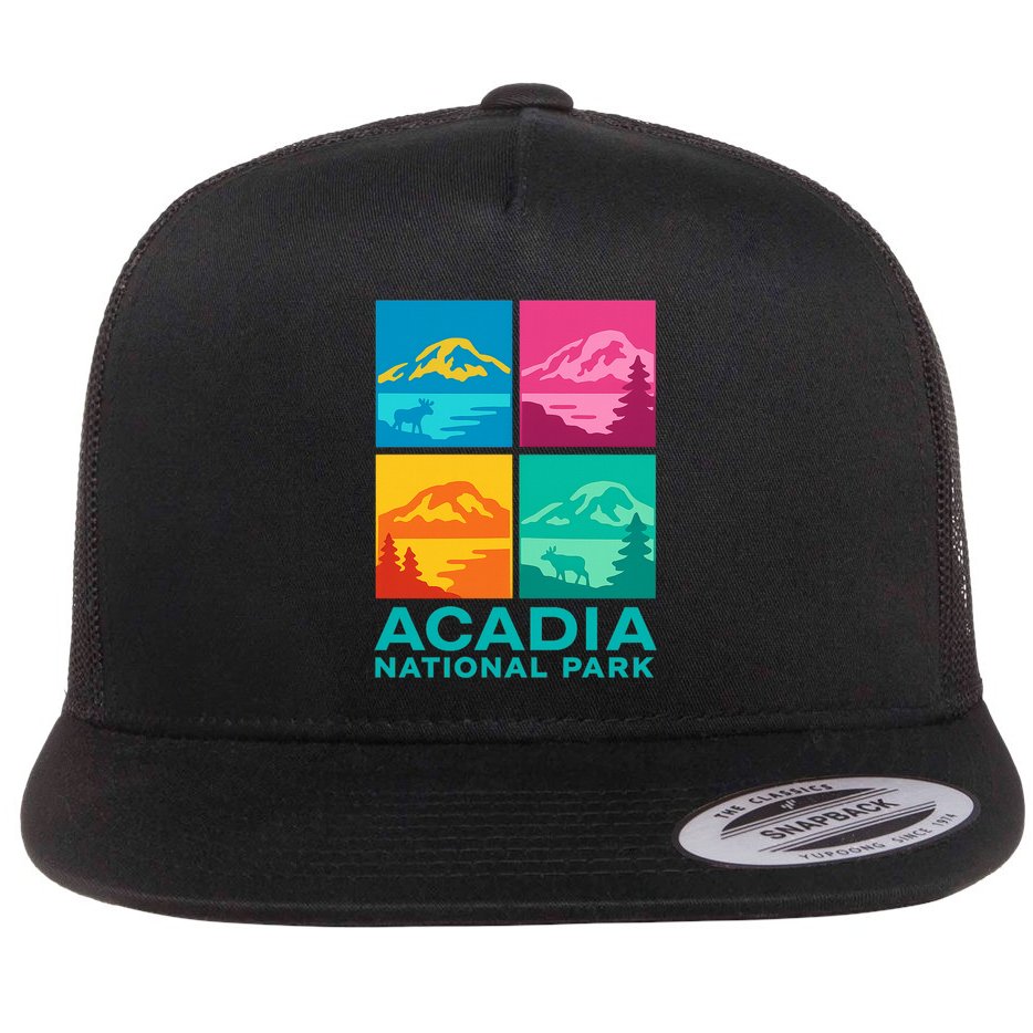Acadia National Park Warhol Style Flat Bill Trucker Hat