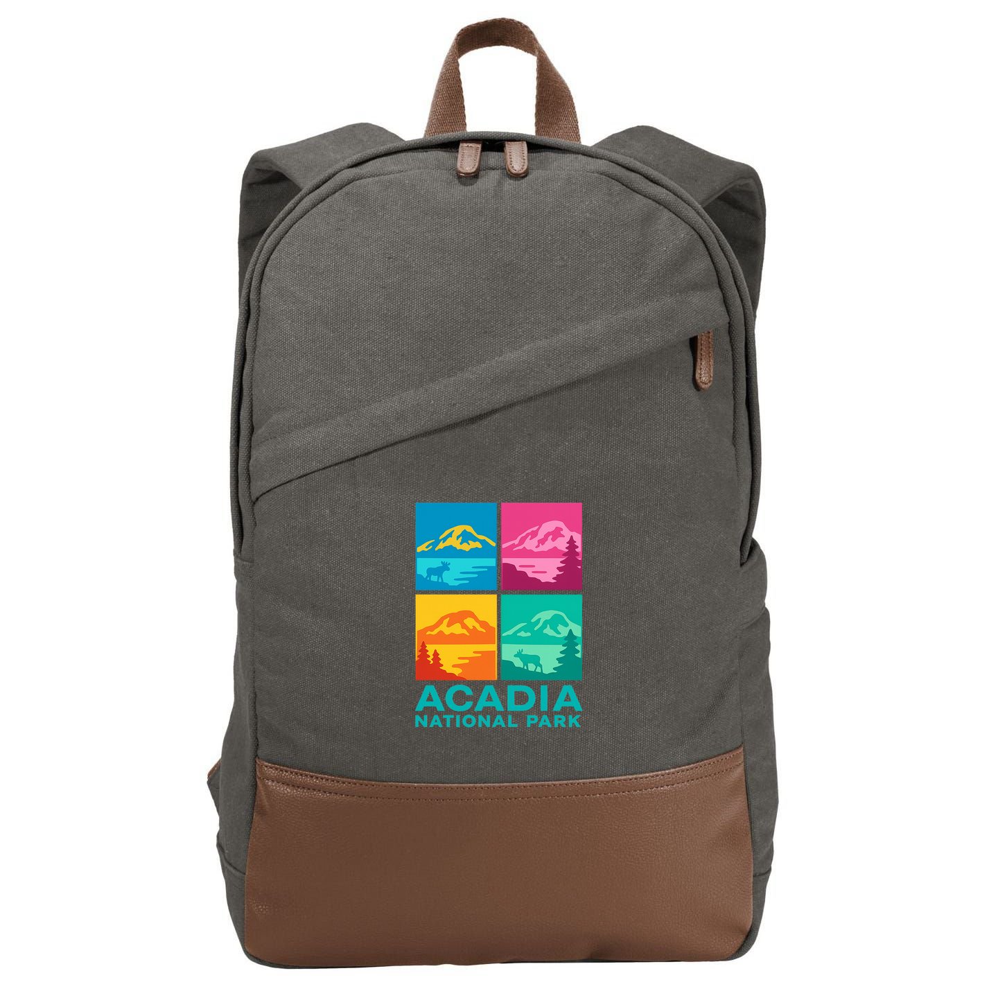 Acadia National Park Warhol Style Cotton Canvas Backpack