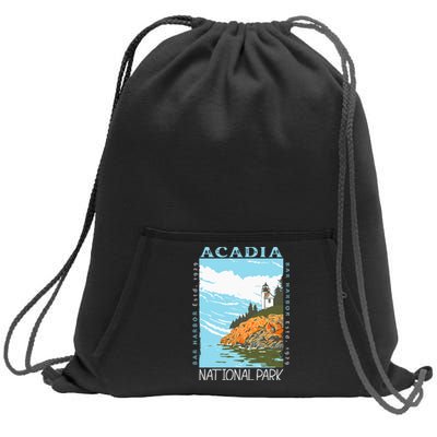 Acadia National Park Bar Harbor Maine Vintage Sweatshirt Cinch Pack Bag