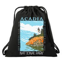 Acadia National Park Bar Harbor Maine Vintage Drawstring Bag