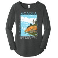 Acadia National Park Bar Harbor Maine Vintage Women's Perfect Tri Tunic Long Sleeve Shirt