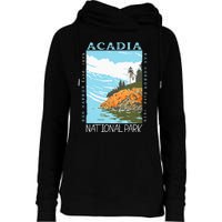 Acadia National Park Bar Harbor Maine Vintage Womens Funnel Neck Pullover Hood