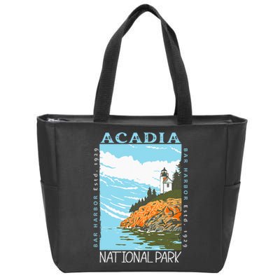 Acadia National Park Bar Harbor Maine Vintage Zip Tote Bag