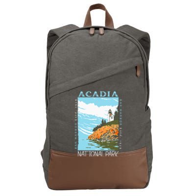 Acadia National Park Bar Harbor Maine Vintage Cotton Canvas Backpack