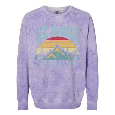 Acadia National Park Maine Mountains Retro Gift Colorblast Crewneck Sweatshirt