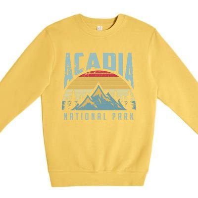 Acadia National Park Maine Mountains Retro Gift Premium Crewneck Sweatshirt