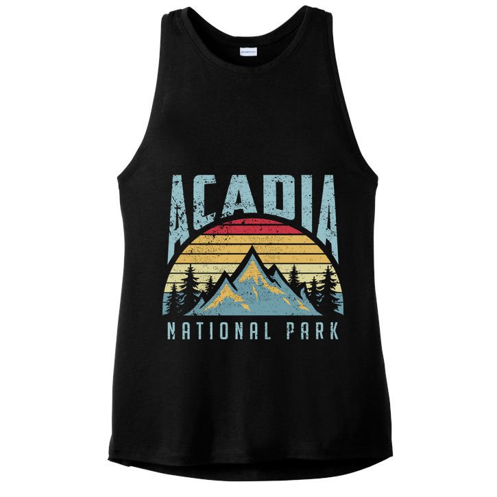 Acadia National Park Maine Mountains Retro Gift Ladies PosiCharge Tri-Blend Wicking Tank