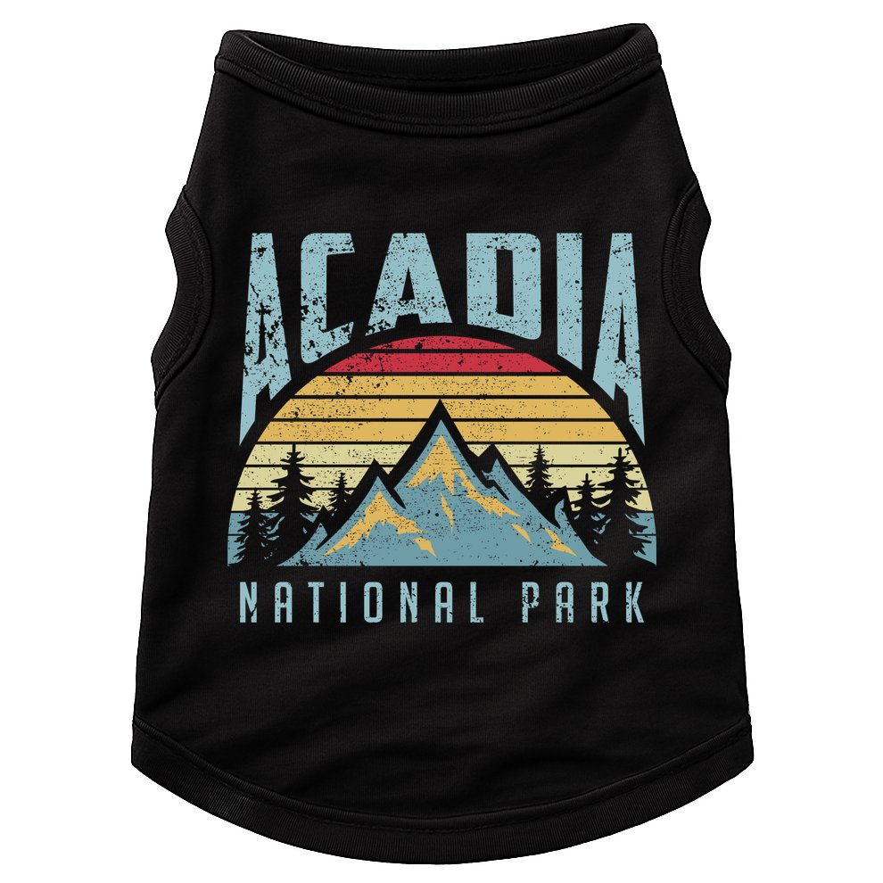 Acadia National Park Maine Mountains Retro Gift Doggie Tank
