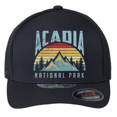 Acadia National Park Maine Mountains Retro Gift Flexfit Unipanel Trucker Cap