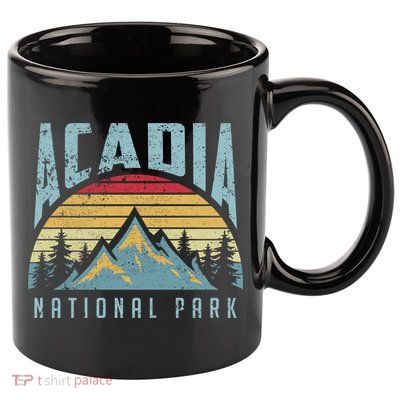 Acadia National Park Maine Mountains Retro Gift 11oz C Handle Ceramic Mug