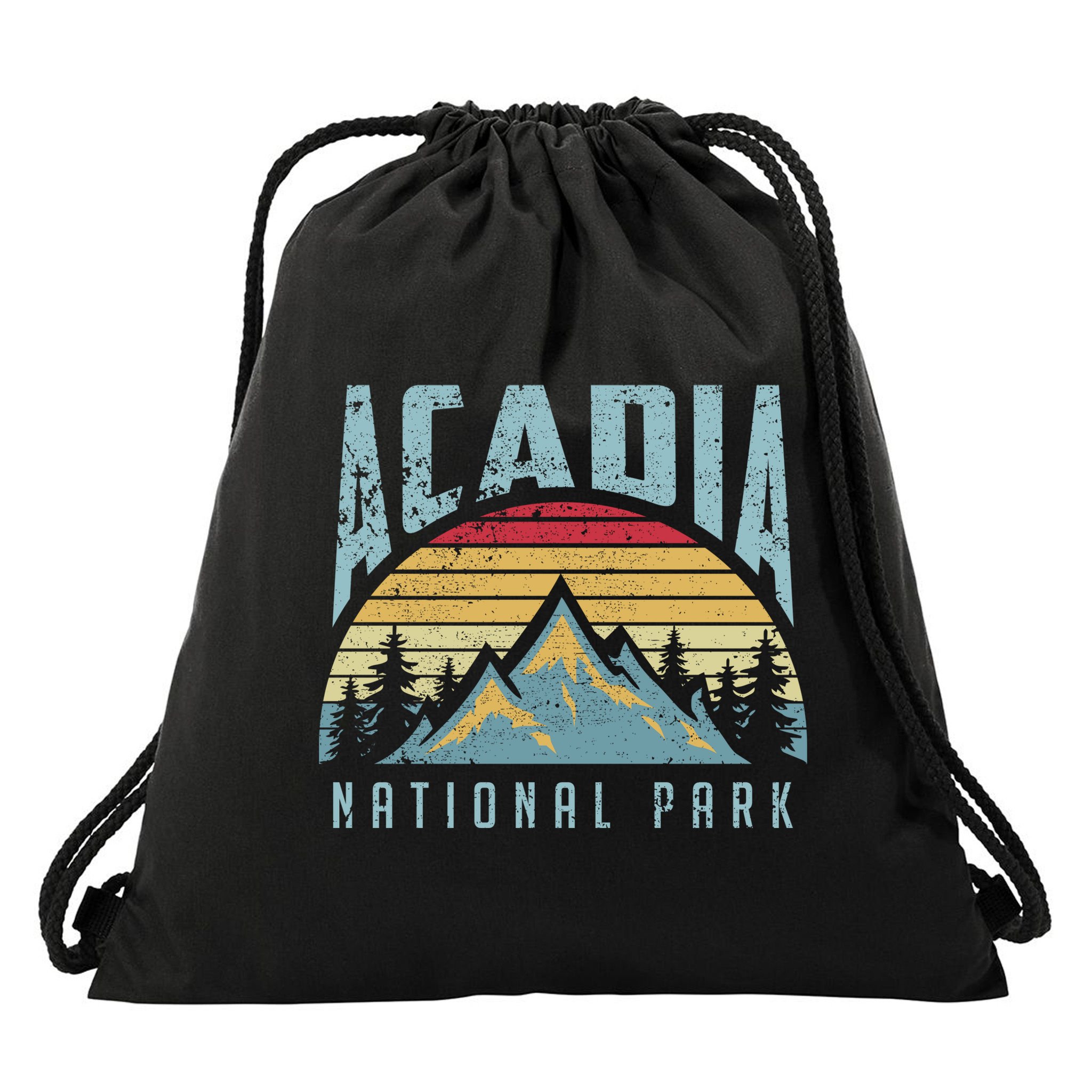 Acadia National Park Maine Mountains Retro Gift Drawstring Bag