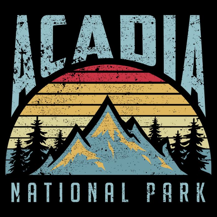 Acadia National Park Maine Mountains Retro Gift Drawstring Bag
